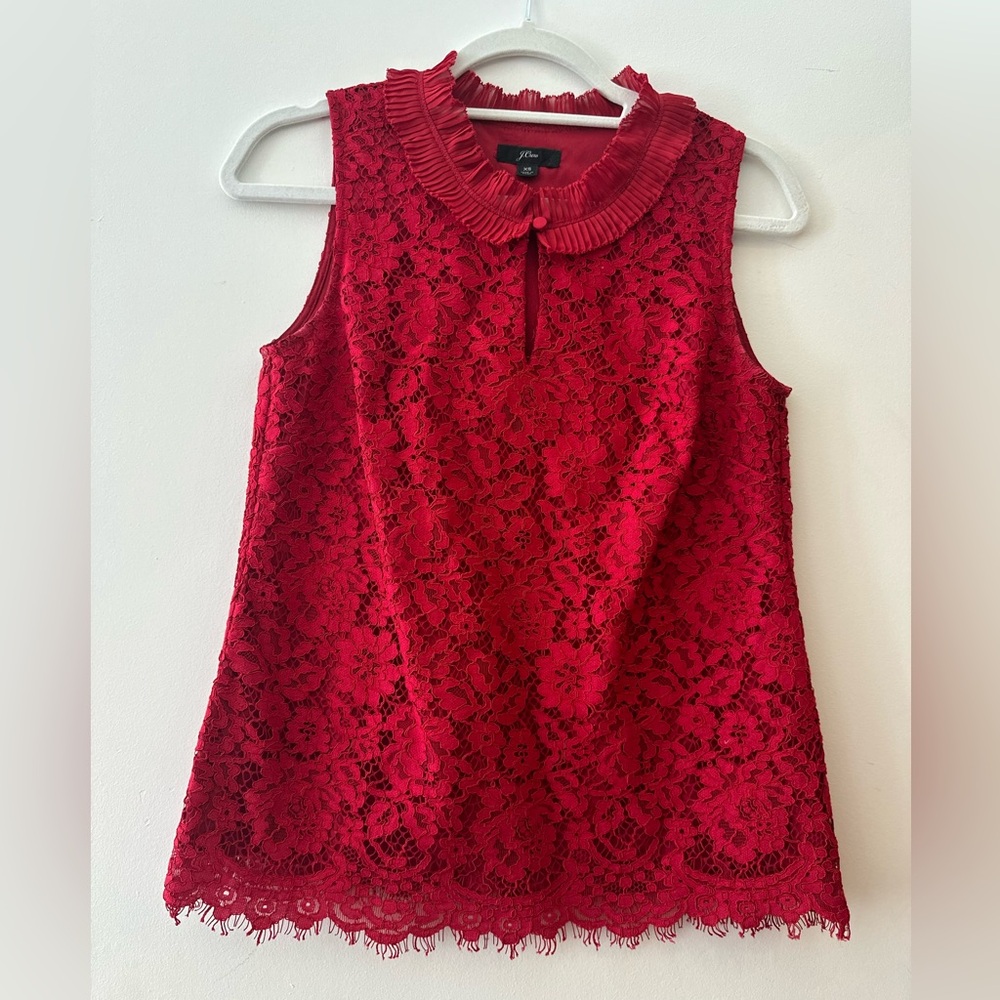 LIKE NEW J.Crew Red Lace Blouse